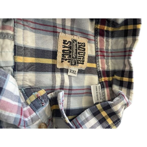 Panhandle Slim Mens Multicolor Plaid Long Sleeve Rough Stock Western Shirt XXL - Picture 11 of 12